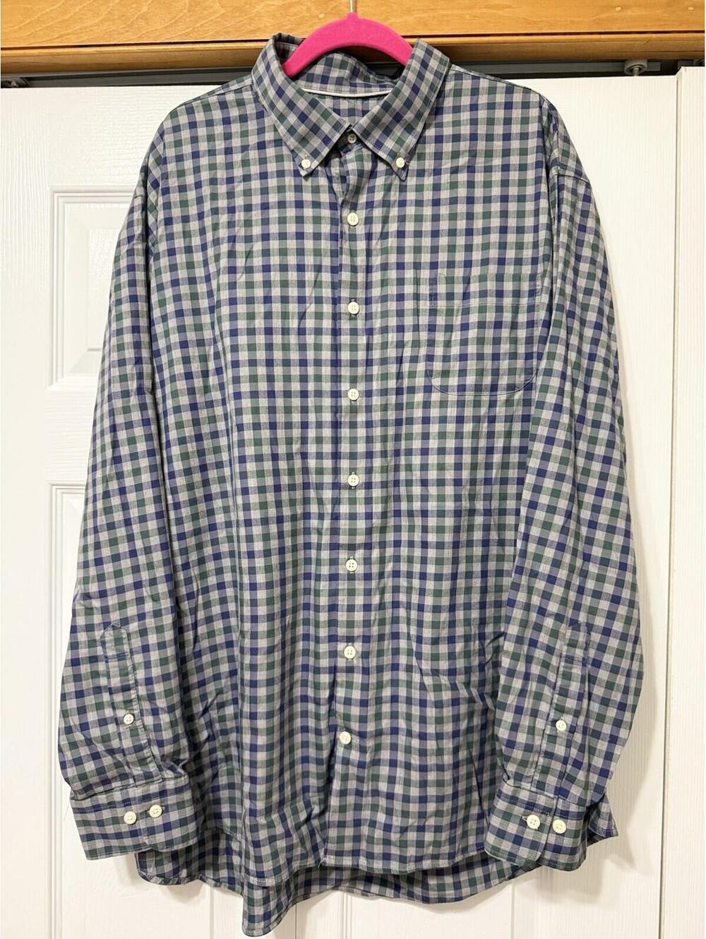 Peter Millar Men’s XXL Blue Green Plaid Button-Down Shirt
